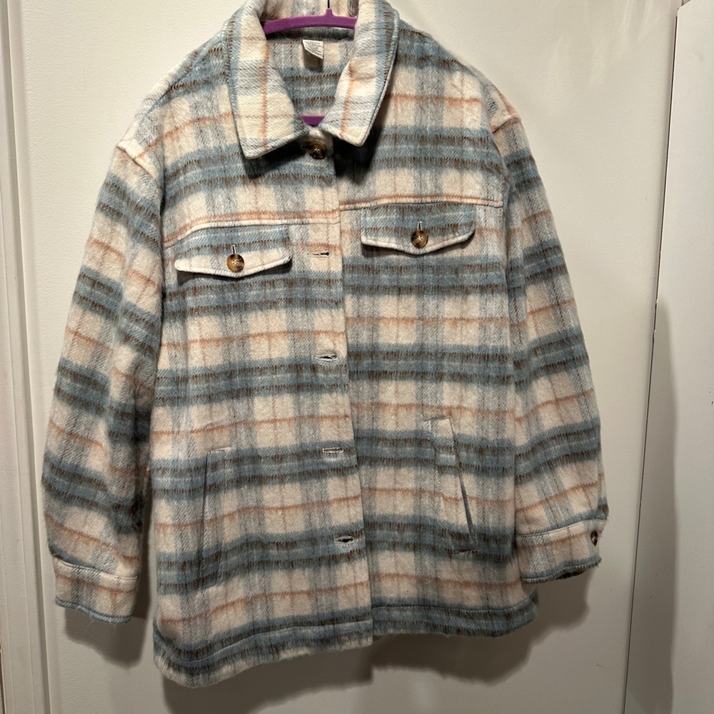 Wonderly Plaid Jacket (Shacket) in Blue/Beige - Size Large runs big  Worn once